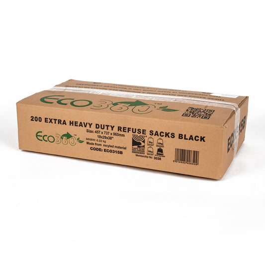 200 EXTRA HEAVY DUTY BLACK BIN BAGS REFUSE SACKS