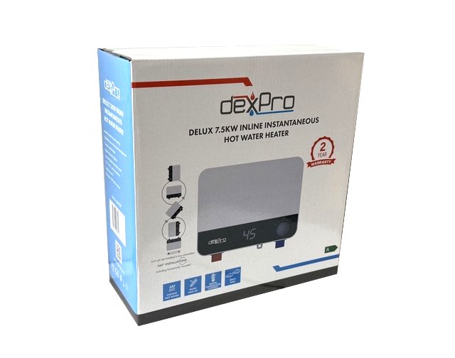 dexPro Delux 7.5kW Digital Inline Instantaneous Electric Water Heater