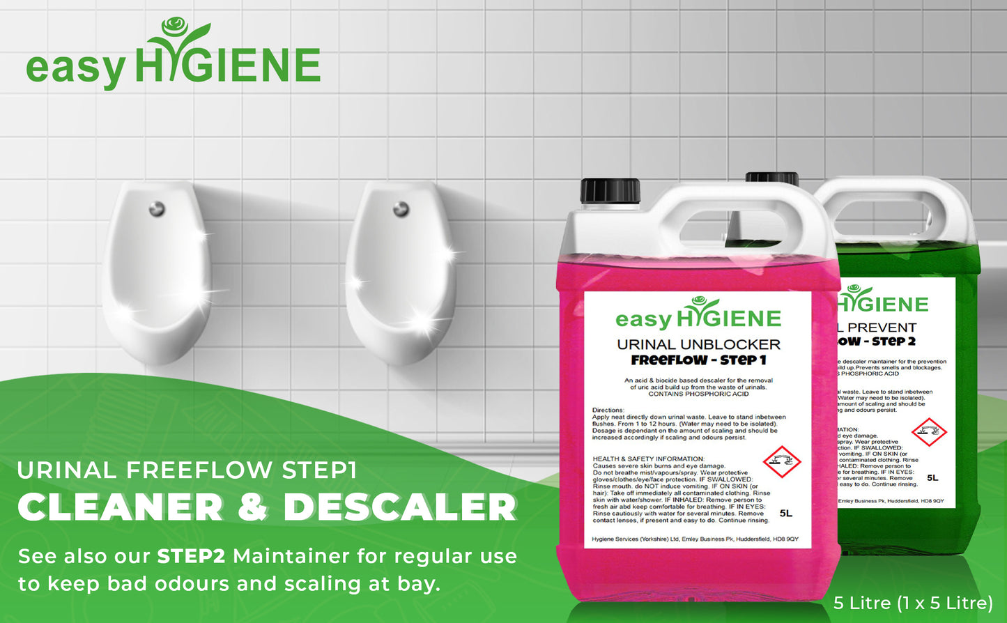 URINAL PREVENT FreeFLOW Step2 Maintainer Cleaner for URIC ACID scale build up limescale