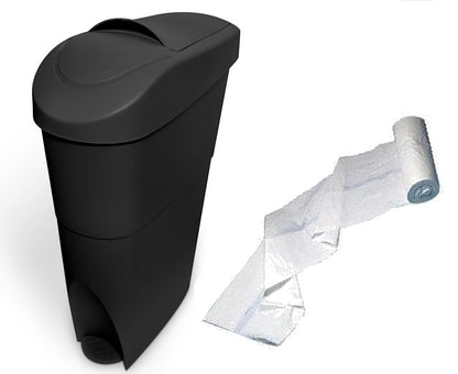 BLACK Sanitary Waste Bin Ladies + Liners Feminine Hygiene Disposal Unit Sani bins