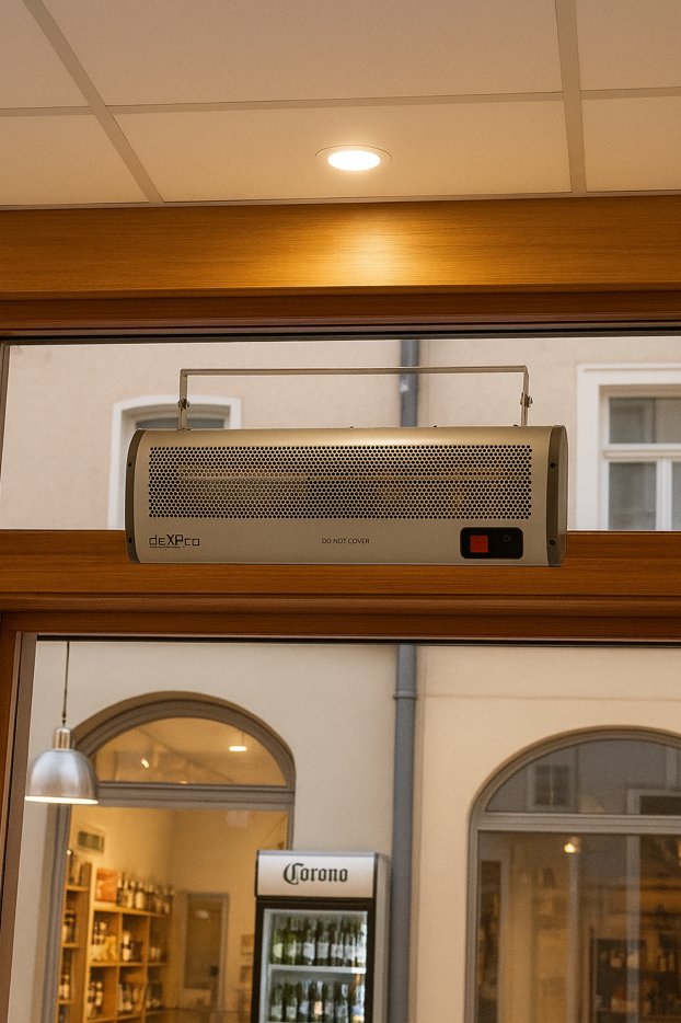 3kW REMOTE Electric Air Curtain Screen Heater High Level Entrance Over Door