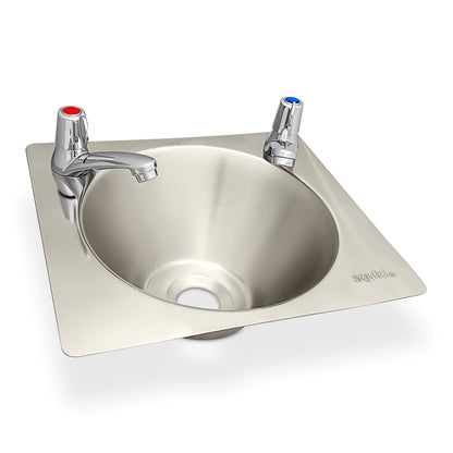 squid® S10i INSET Compact Stainless Steel Hand Wash Basin and waste kit + taps