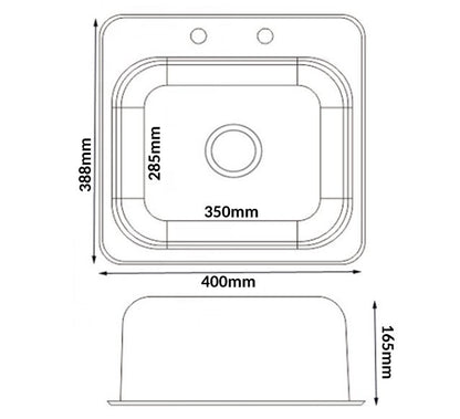 squid® S11SQ Counter Top Sunk Inset Stainless Steel Basin Sink Waste, Plug & Trap (Copy)