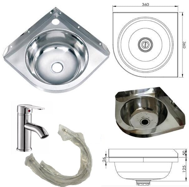 squid® S15L Stainless Steel HAND WASH BASIN Sink Waste, Plug & Trap