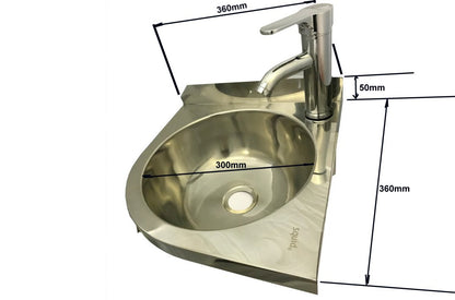 squid® S15L Stainless Steel HAND WASH BASIN Sink Waste, Plug & Trap