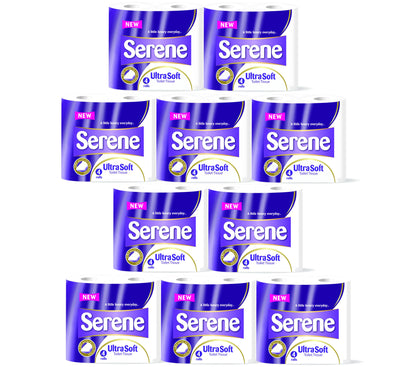 SERENE UltraSoft 3 ply laminated, embossed, luxury 40 pack toilet rolls