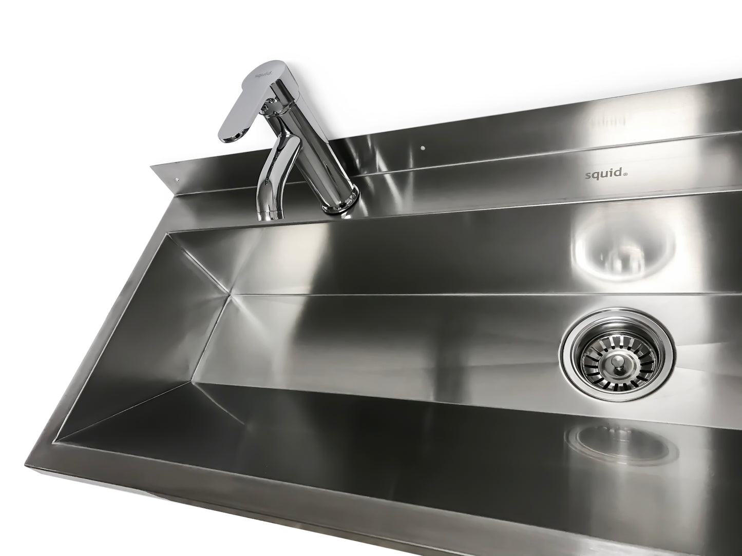 squid® S17L 1200 TROUGH Hand Wash SINK LEVER MIXER TAP Stainless Steel Wall Mounted Basin