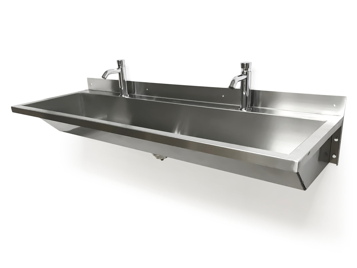 squid® S17P 1200 TROUGH Hand Wash SINK PUSH TAPS Stainless Steel Wall Mounted Basin