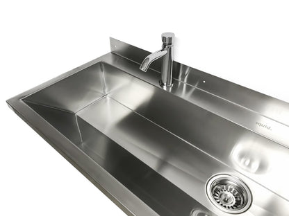 squid® S17P 1200 TROUGH Hand Wash SINK PUSH TAPS Stainless Steel Wall Mounted Basin